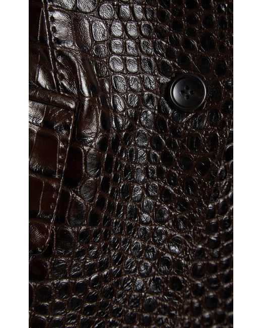 Tom Ford Black Darted Croc-embossed Leather Jacket