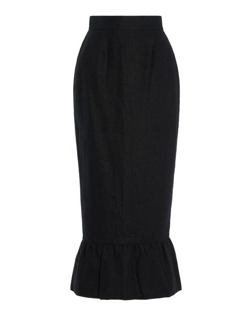 Posse Black Matilda Linen Column Maxi Skirt