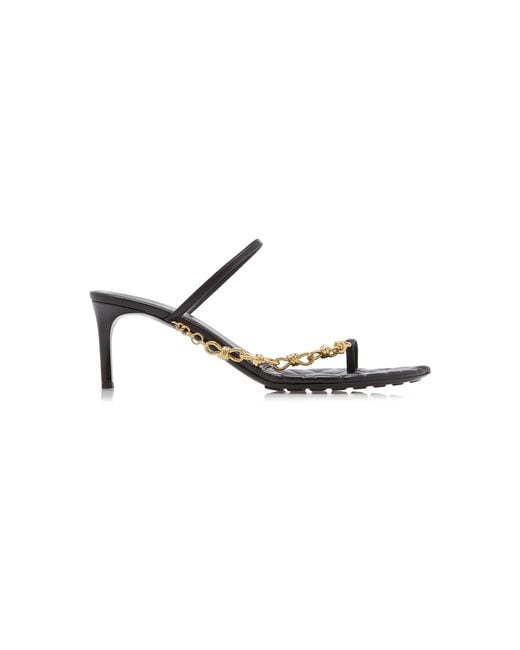 Bottega Veneta Black Leaf Leather Sandals