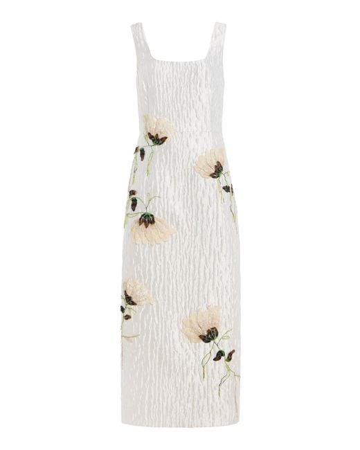 Jonathan Simkhai White Lilibeth Floral Jacquard Midi Dress