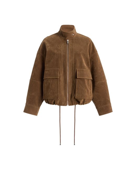 Apparis Brown Kate Faux Suede Bomber Jacket