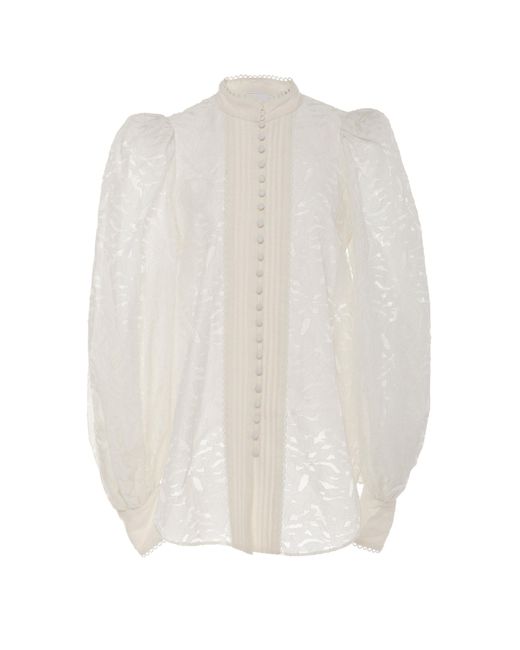 Acler White Montana Button-front Lace Blouse