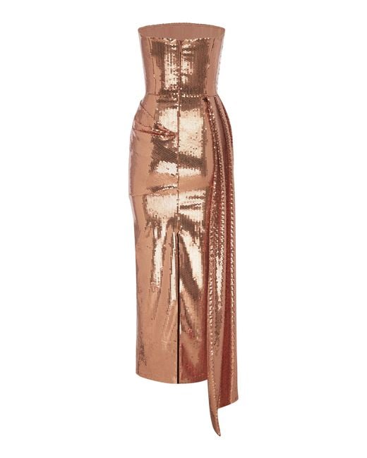 Alex Perry Multicolor Draped Sequinned Midi Dress