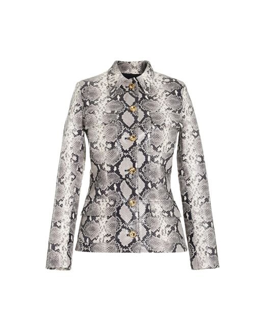 Brandon Maxwell White The Gage Tailored Snake-Effect Leather Jacket