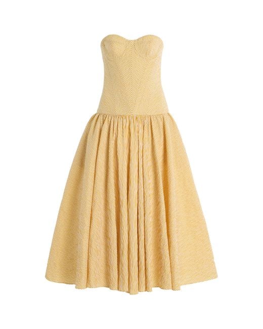 Alexis Metallic Summers Striped Corseted Midi Dress