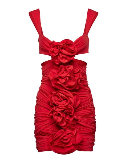 Magda Butrym Red Floral-detailed Mini Dress