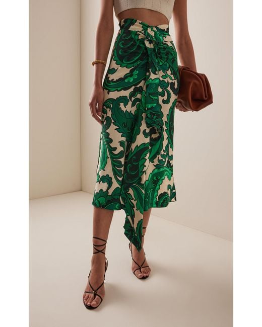 Etro Green Draped Jersey Midi Skirt
