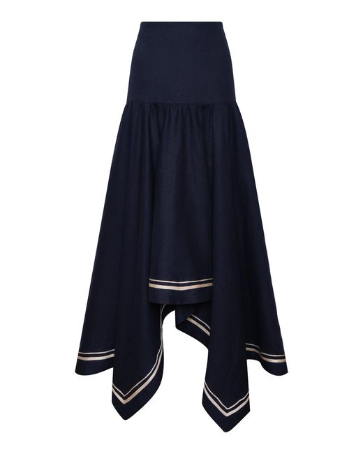 ANDRES OTALORA Blue Wayuu Linen Maxi Skirt