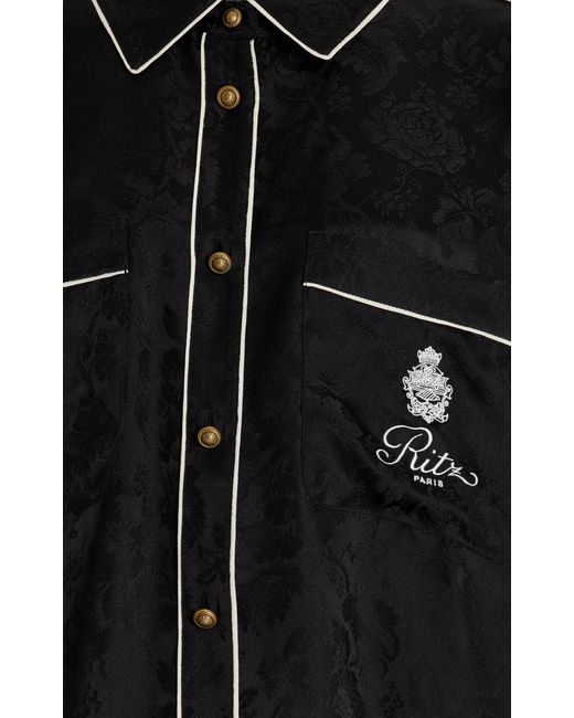 FRAME Black X Ritz Silk Pajama Shirt