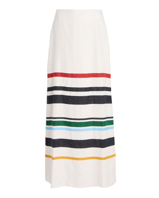 Cala De La Cruz Multicolor Exclusive Tua Striped Linen Maxi Skirt