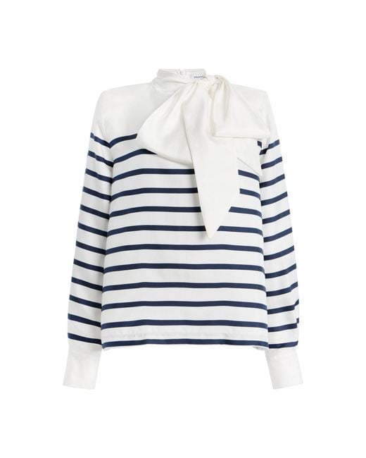 Franchise White Johanna Striped Silk Top
