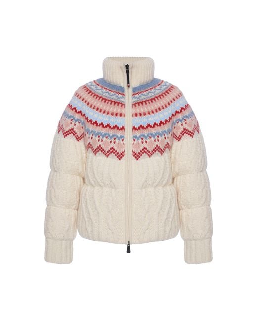 Moncler Pink Knit Wool-mohair Down Jacket