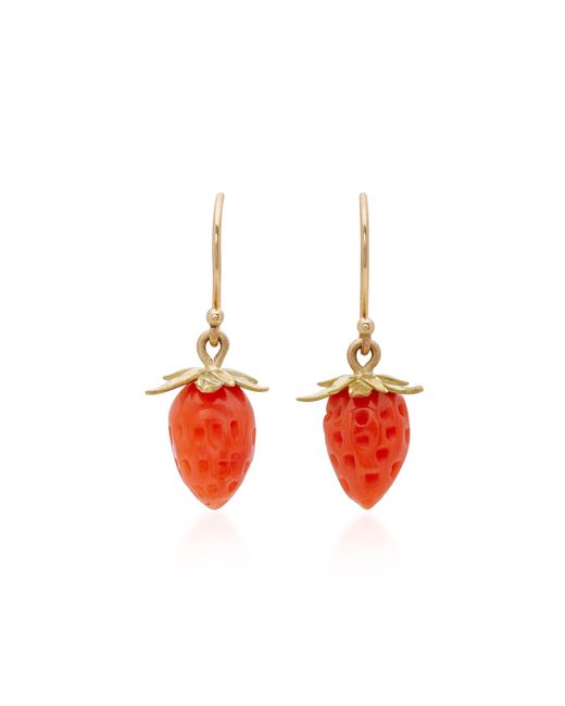 Annette Ferdinandsen 18k Gold Red Coral Strawberry Earrings