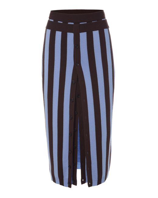 Monse Blue Double Layer Knit Midi Skirt