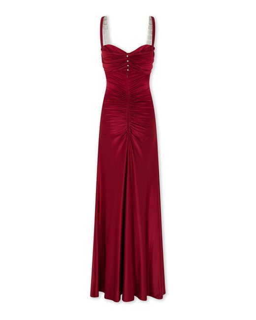 Rabanne Red Embellished Jersey Maxi Dress