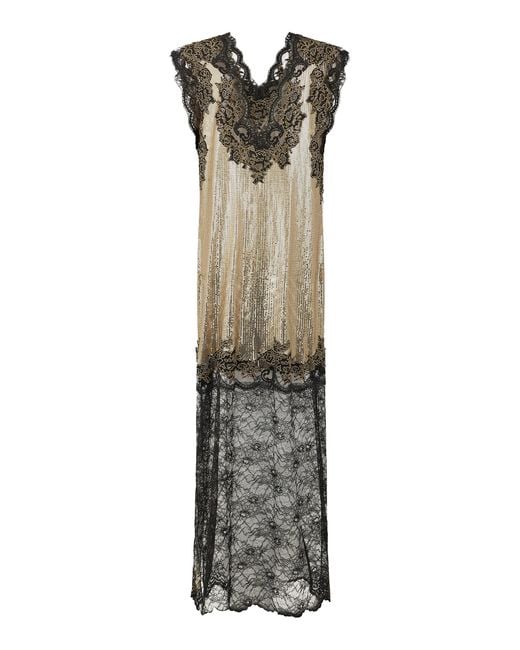 Rabanne Metallic Lace-Panelled Maxi Dress