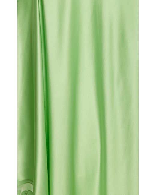 Ulla Johnson Green Cressida Lace-trimmed Silk Midi Skirt