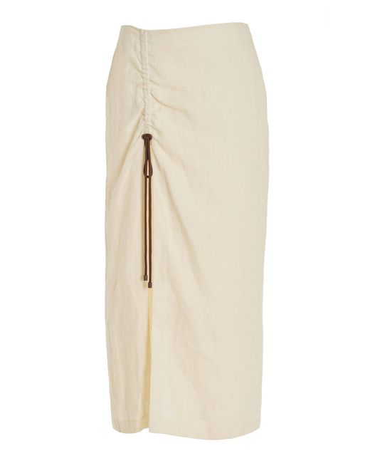 Sir. The Label Natural Josefina Corded Linen Midi Skirt