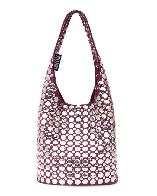 DOTTHZ Red Jane Embellished Vegan-leather Bag