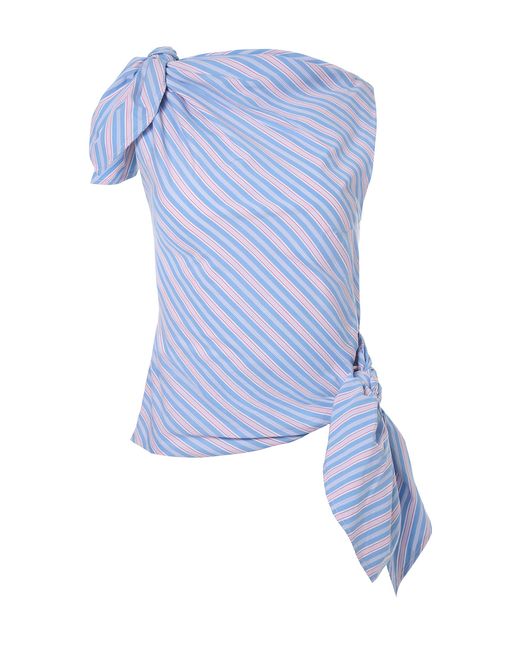 Monse Blue Knotted Cotton Top