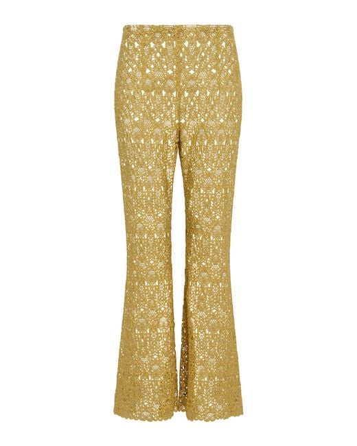 Gabriela Hearst Yellow Phoenix Lace Silk-Cotton Flared Pants