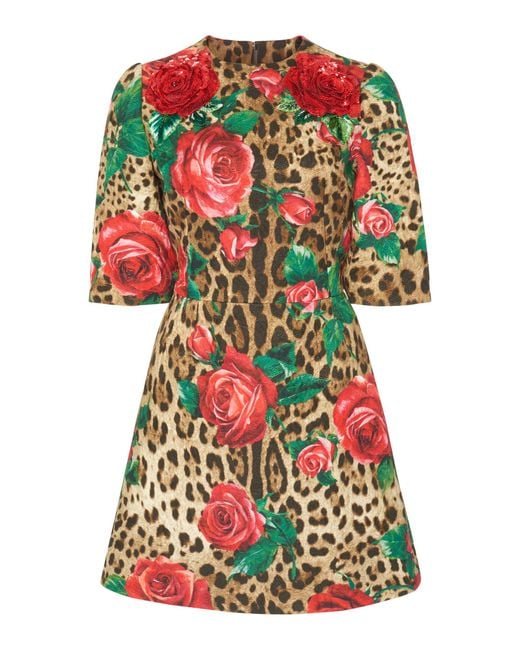 Dolce & Gabbana Multicolor Leopard Print Floral Dress