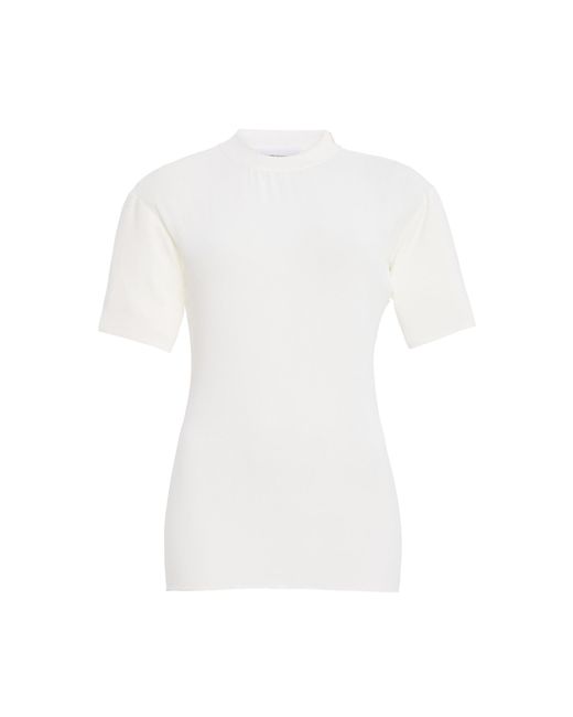 Brandon Maxwell White The Simone Fitted Jersey T-Shirt