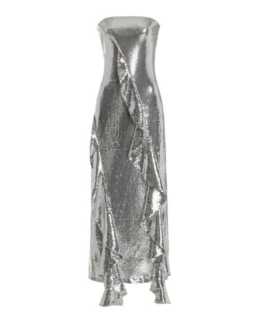 ROTATE BIRGER CHRISTENSEN Ruffled Sequined Midi Dress in