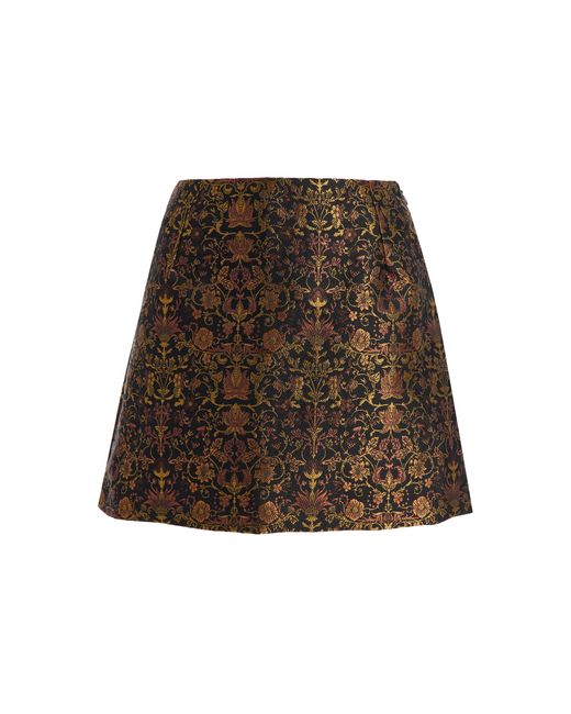 D'Estree Brown Exclusive Meava Garden Jacquard Mini Skirt