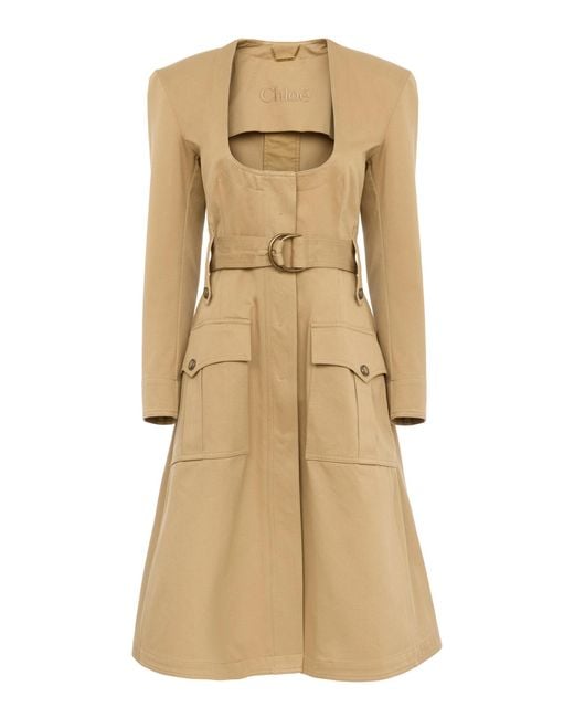 Chloé Natural Lacing-Detailed Utility Cotton Trench Coat