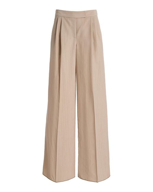 LAQUAN SMITH Natural Crease-Front Wide-Leg Pants