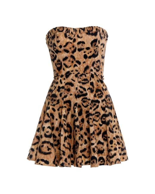 Agua Bendita Natural Caudal Leopard-Print Stretch-Cotton Mini Dress
