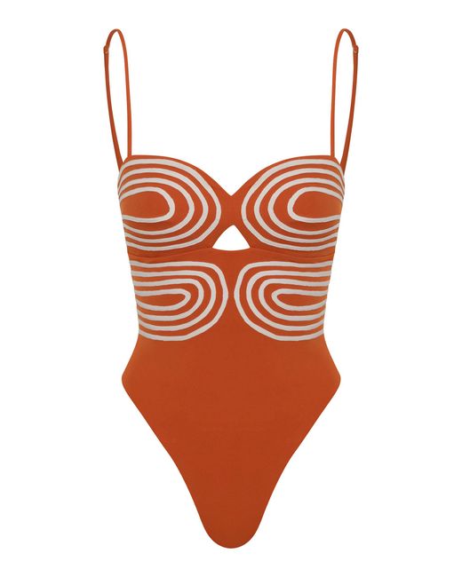 ANDRES OTALORA Orange La Bahia Embellished One-Piece Swimsuit
