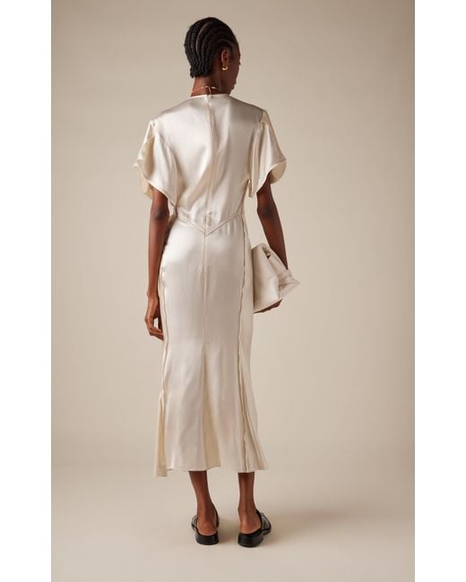 Victoria Beckham White Gathered Midi Dress