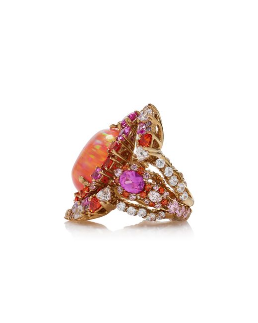 Anabela Chan Red Ocean Set-of-three 18k Yellow Gold Vermeil Amethyst, Sapphire, And Diamond Rings