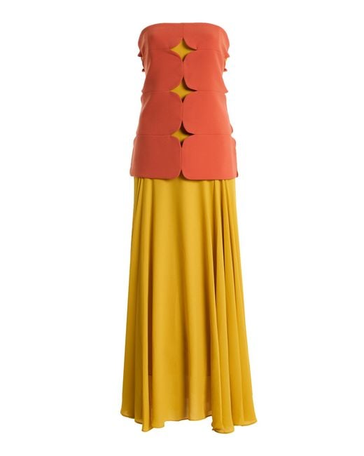 Alexis Orange Rasha Strapless Cutout Midi Dress