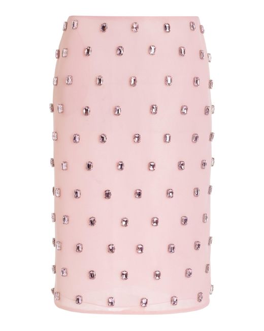 Brandon Maxwell Pink The Leanne Embroidered Pencil Skirt