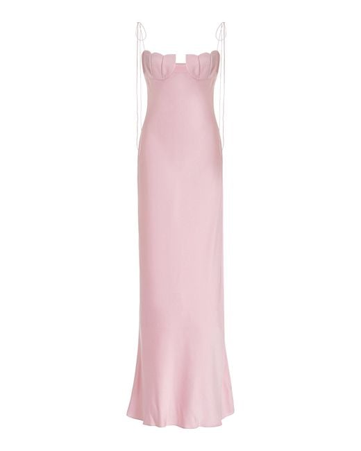 Anna October Pink Exclusive Tulip Satin Maxi Dress
