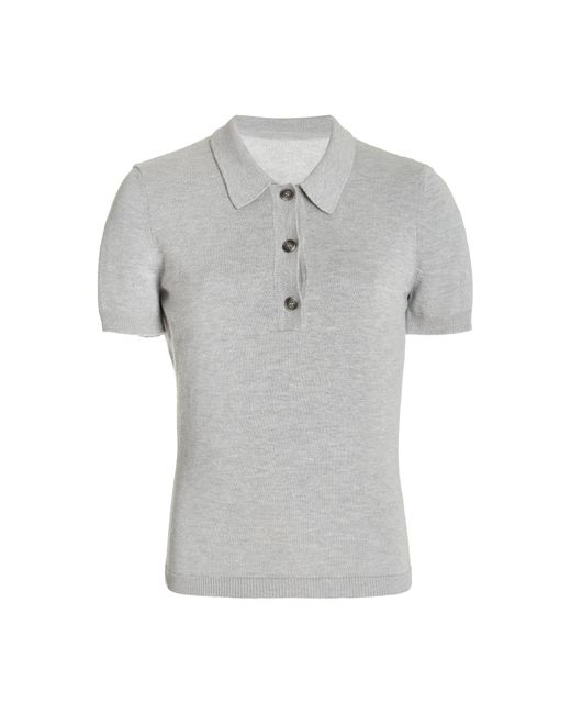 Brandon Maxwell Gray Classic Polo Silk-cashmere Top