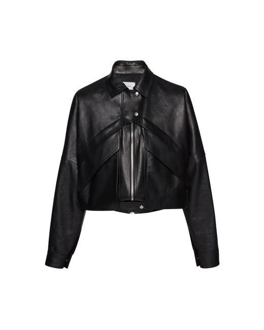 Magda Butrym Black Leather Bomber Jacket