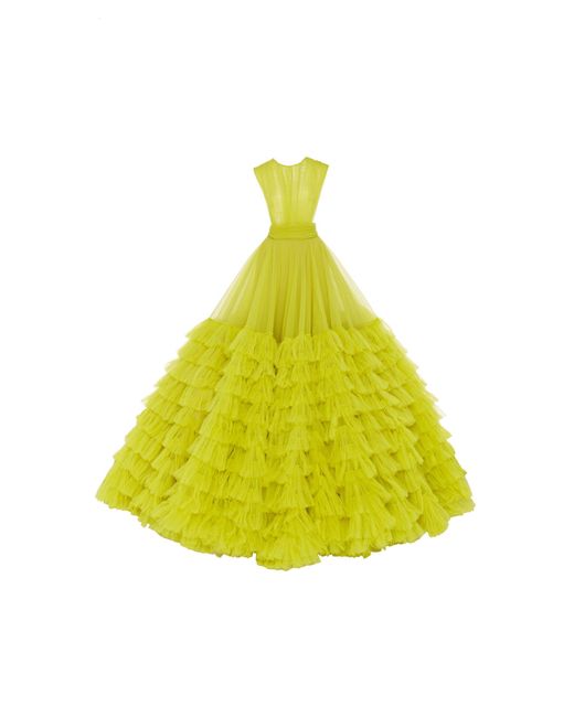 Christian Siriano Green Tiered Tulle Gown