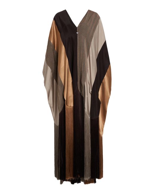Ferragamo Black Colorblock Silk Fringe Top