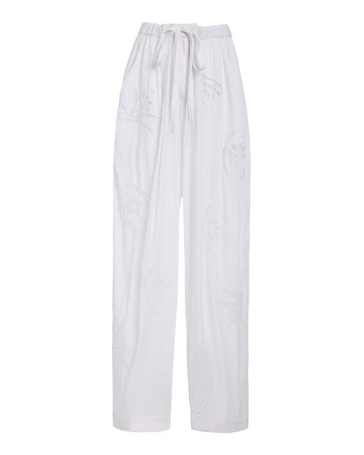 Isabel Marant White Hectorina Eyelet-embroidered Poplin Wide-leg Pants