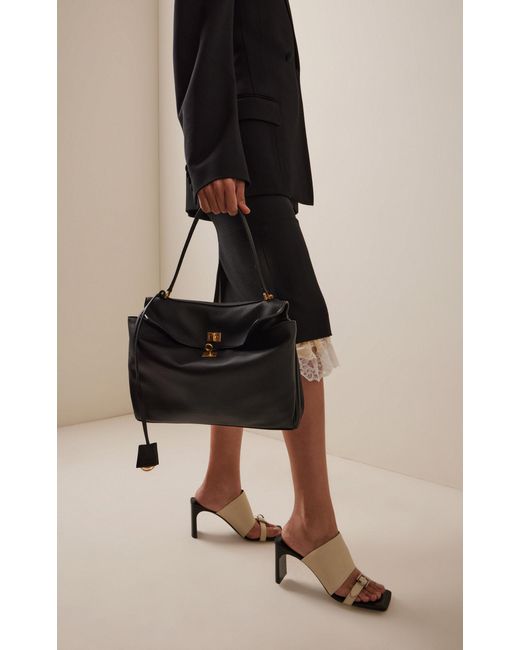 Balenciaga Black Rodeo Medium Grained-Leather Top Handle Bag