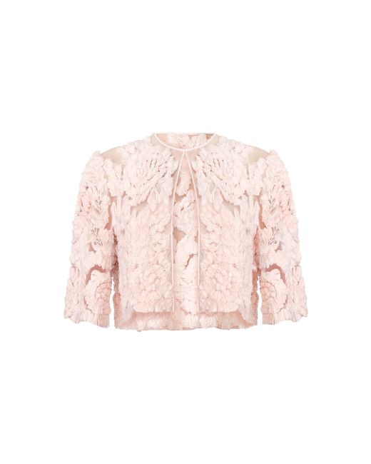 Naeem Khan Pink Floral Chiffon Bolero