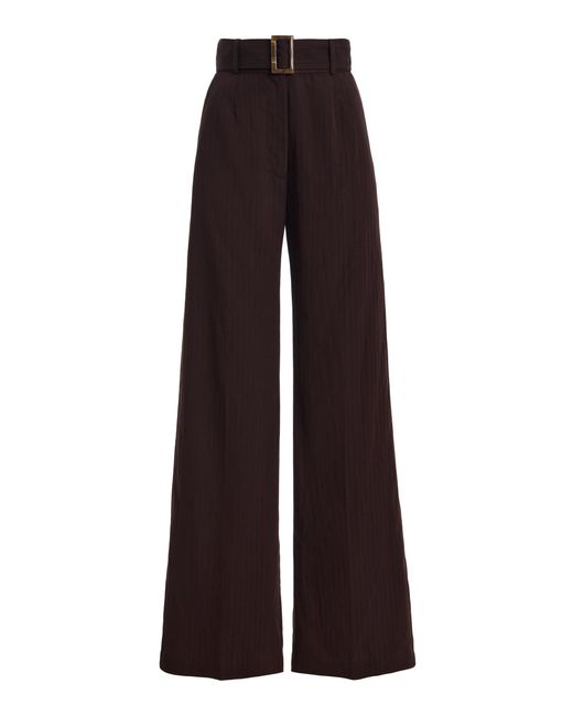 Matthew Bruch Purple Belted Stripe Wide Leg Trouser