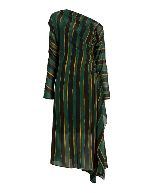 Proenza Schouler Green Louis Printed Silk Midi Dress