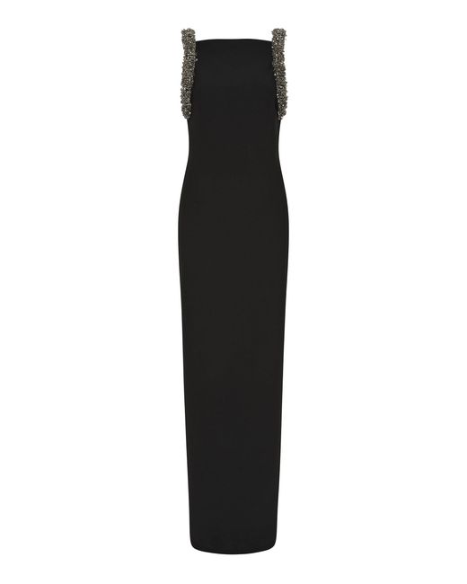 Rachel Gilbert Black Riley Embellished Wool-Silk Gown