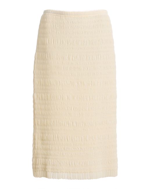 Ashlyn Natural Smocked Knit Midi Skirt