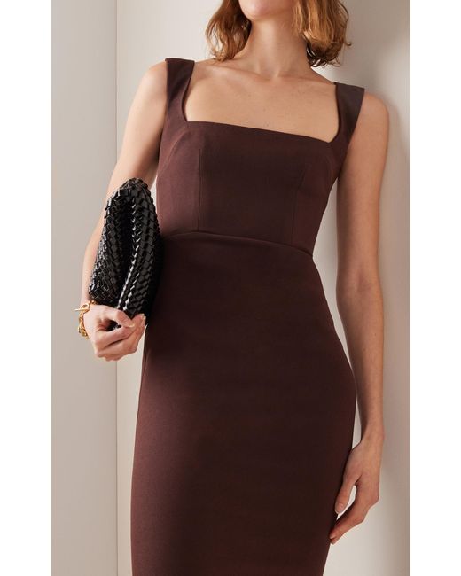 Alex Perry Steel Stretch-crepe Midi Dress in Brown | Lyst Alex Perry Steel Stretch-crepe Midi Dress in Brown | Lyst